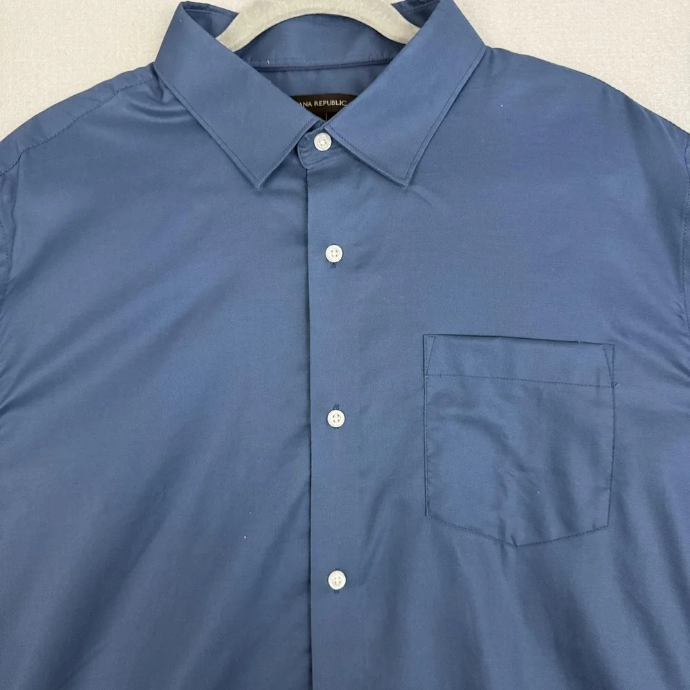 Banana Republic Button Down Mens XXL Blue Long Sleeve Cotton‎ Casual Pocket